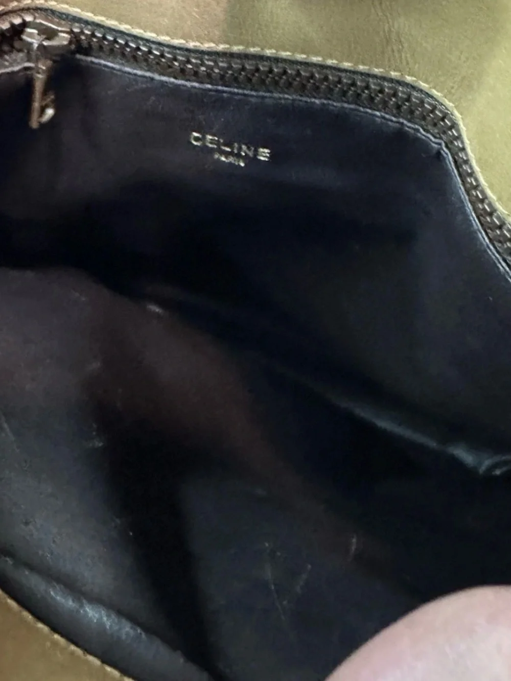 CELINE l Top Handle Satchel Beige/Tan Zip Closure Gold Hardware authentic
